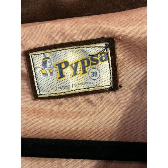 Pypsa Mens Brown Suede Long Sleeve Fringe Collared Button Front Jacket Size 38 - Picture 2 of 6